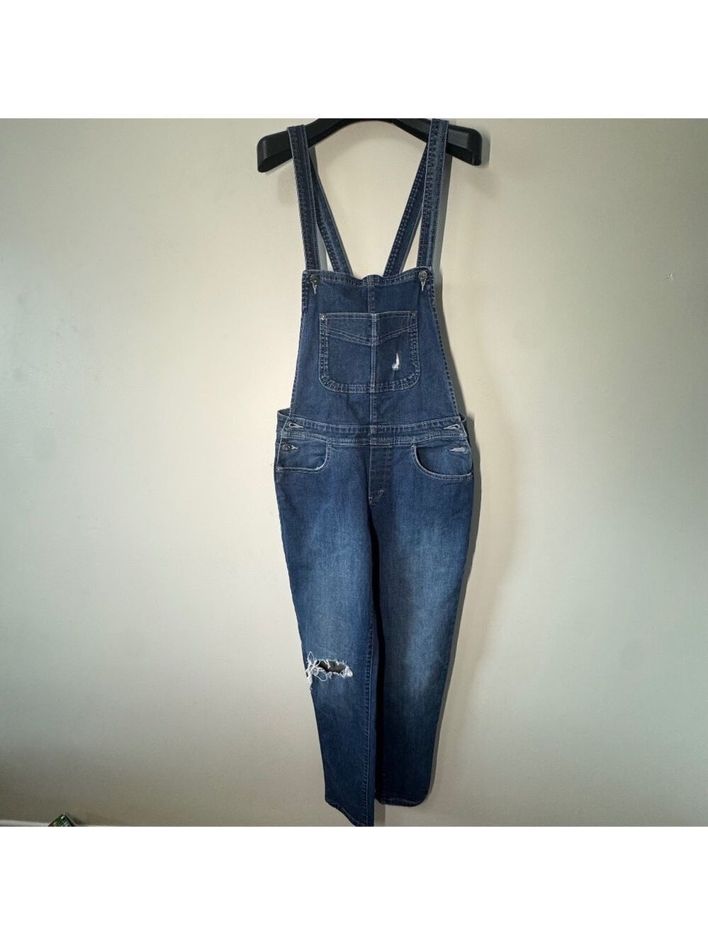 Levi's Blue Women's Denim Overalls with Distressed Knee